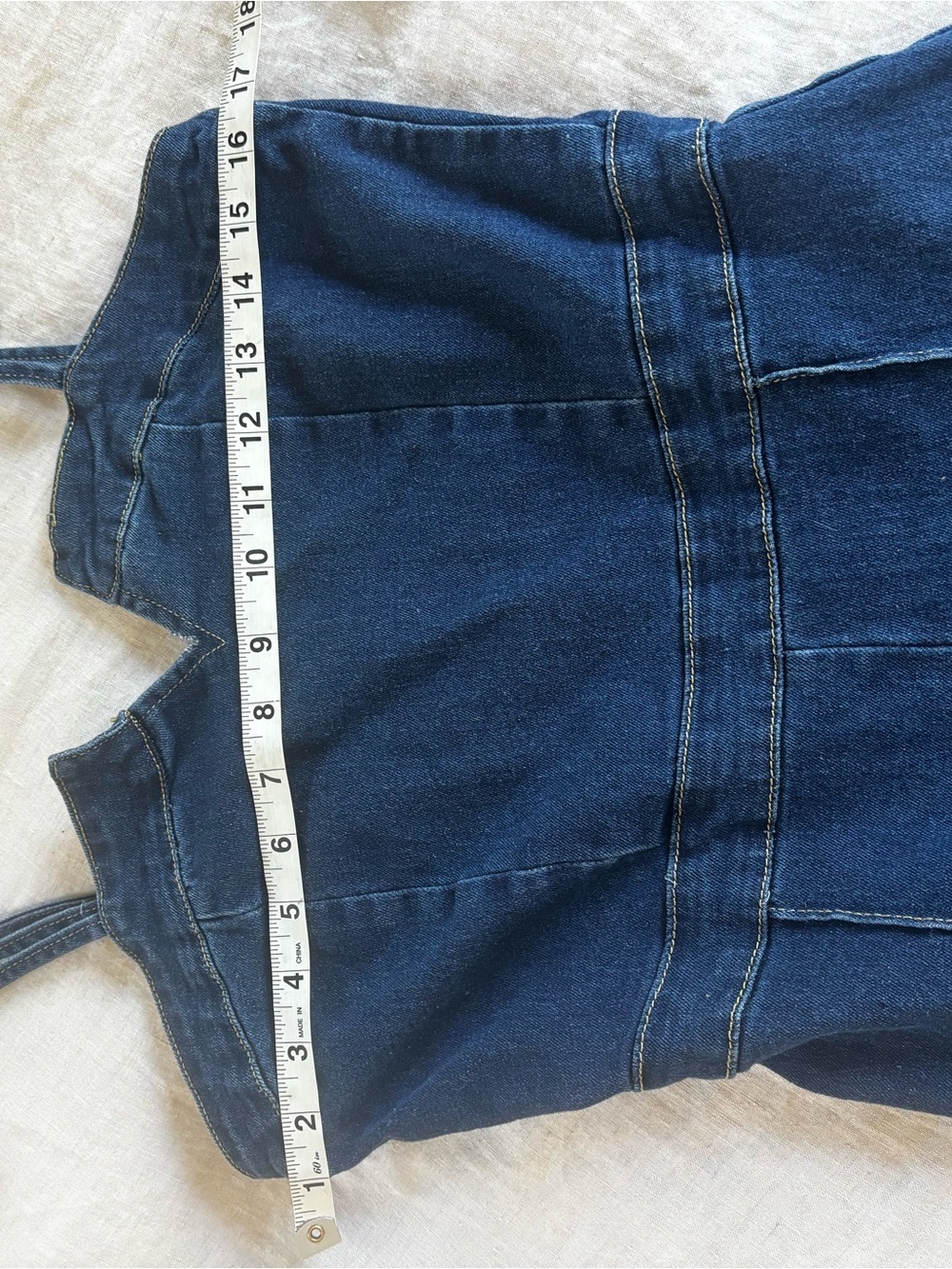 Charming Charlie Dark Blue Denim Wide-Leg Spaghetti Strap Jumpsuit - Picture 6 of 8